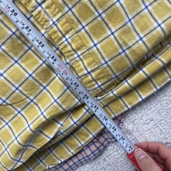 Lot x2 Uniqlo Long sleeve Shirt Mens M Check Plaid Button Up Pink / Yellow - Picture 8 of 12